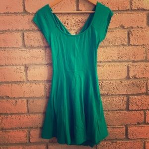 Green Skater Dress with Back Cut-out
